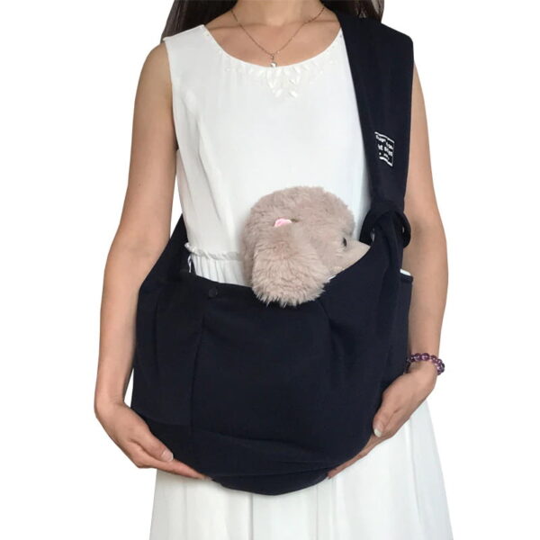 Portable Puppy Travel Shoulder Sling Bag Black with dog