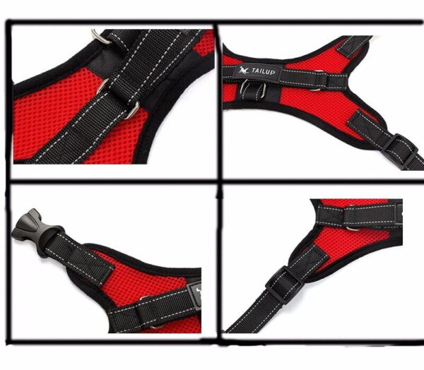Tailup Mesh Dog Harness red multi angle