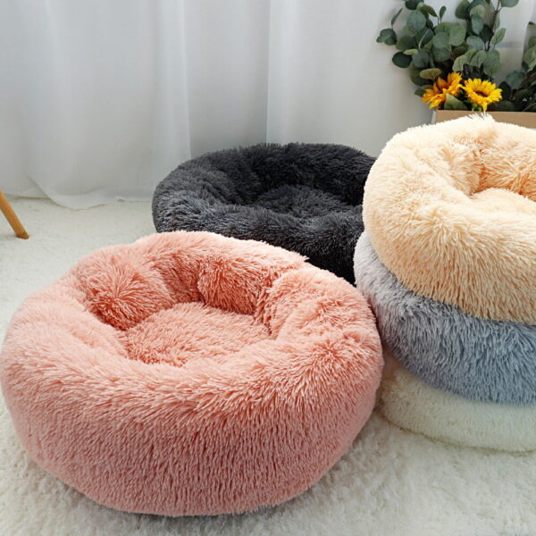 Soft Plush Round Dog Bed in various colors